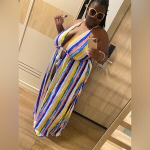 Colorful Striped Halter Top and matching shorts set.